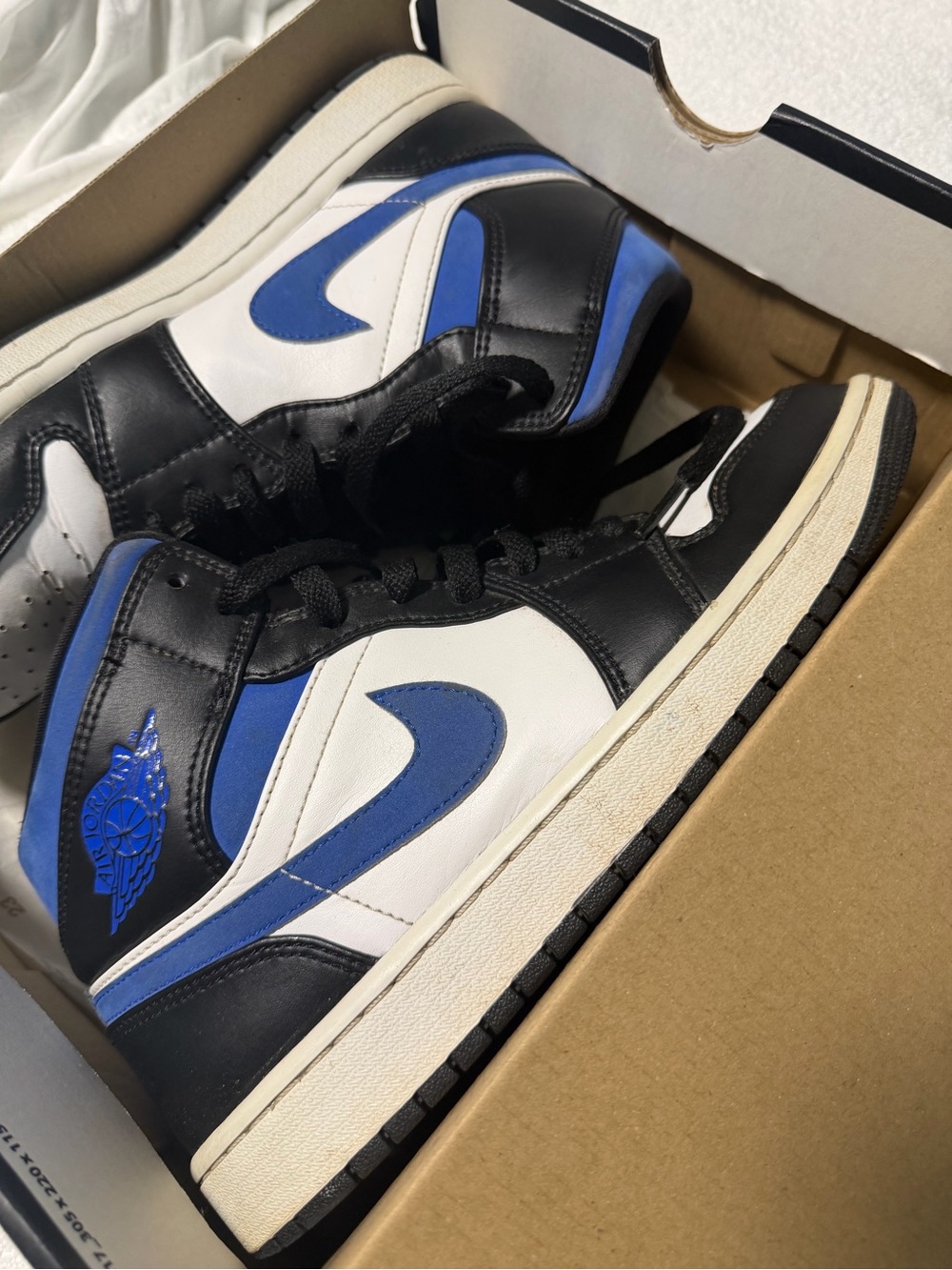 Jordan Black White Royal Blue Mid-Top Sneakers